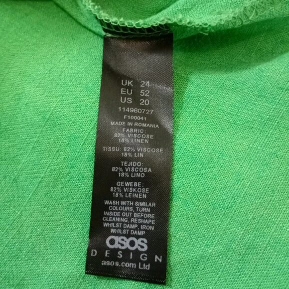 OSOS DESIGN Linen Blend Sz 24 Curve Lime Green Longsleeve  Blouse Womens Top - Picture 7 of 12